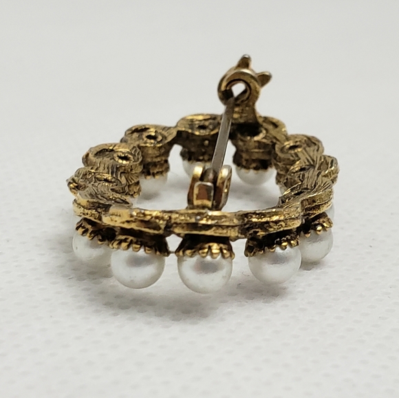 Round of Pearls Open Vintage Brooch Pin - Picture 7 of 11